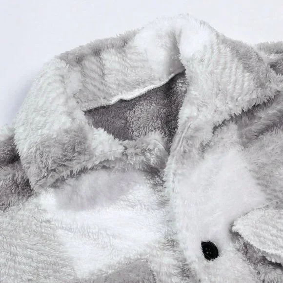 Light Grey Preppy Mens Buffalo Plaid Pattern Flap Pocket Coat - Picture 5 of 5